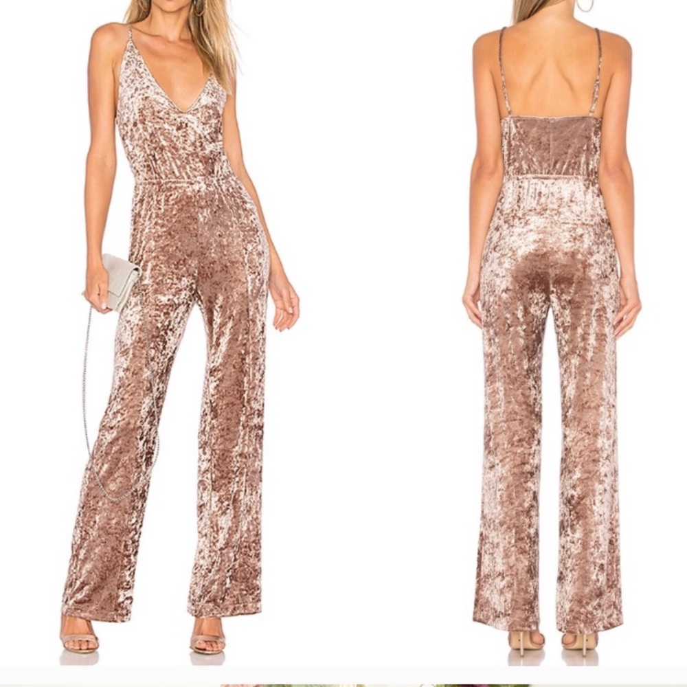 BB Dakota Cassandra rose velvet jumpsuit
